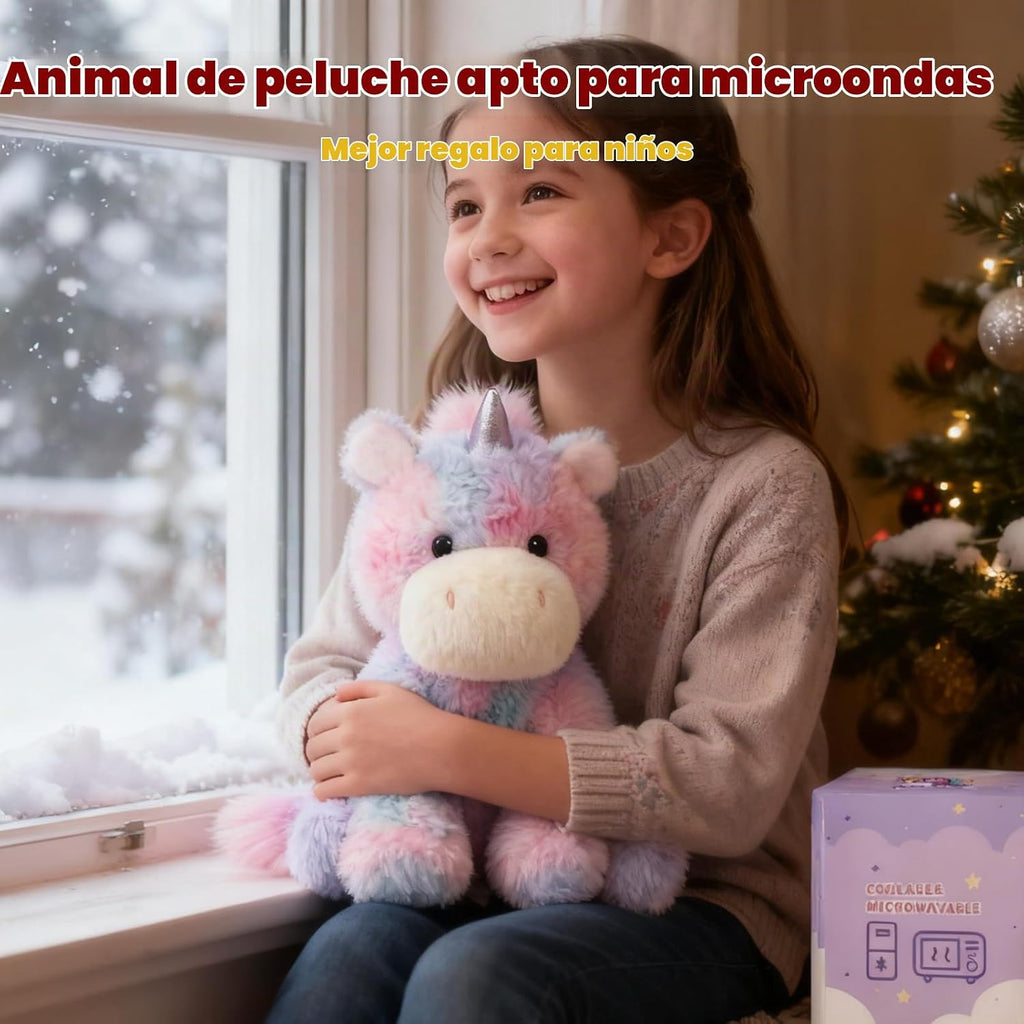 Easfan Peluche de unicornio ponderado para microondas para niños de 12