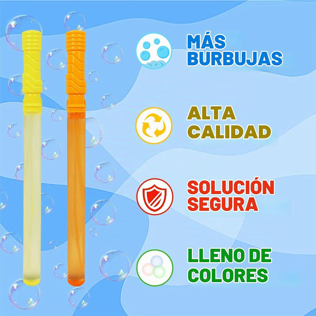 MorTime Paquete de 24 varitas de burbujas para niños, 8 colores a granel, 14.6 pulgadas, juguete de verano para niños