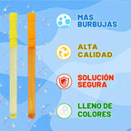 MorTime Paquete de 24 varitas de burbujas para niños, 8 colores a granel, 14.6 pulgadas, juguete de verano para niños