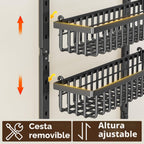 Organizador de despensa de 9 niveles sobre la puerta, soporte de pared 2 en 1 o estante de especias colgante con cesta profunda ajustable, organizador de condimentos resistente y almacenamiento para armario de cocina, armario, baño