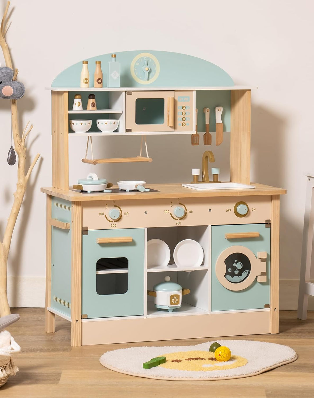 ROBOTIME Cocina de madera para niños, juego de cocina de juguete pa...