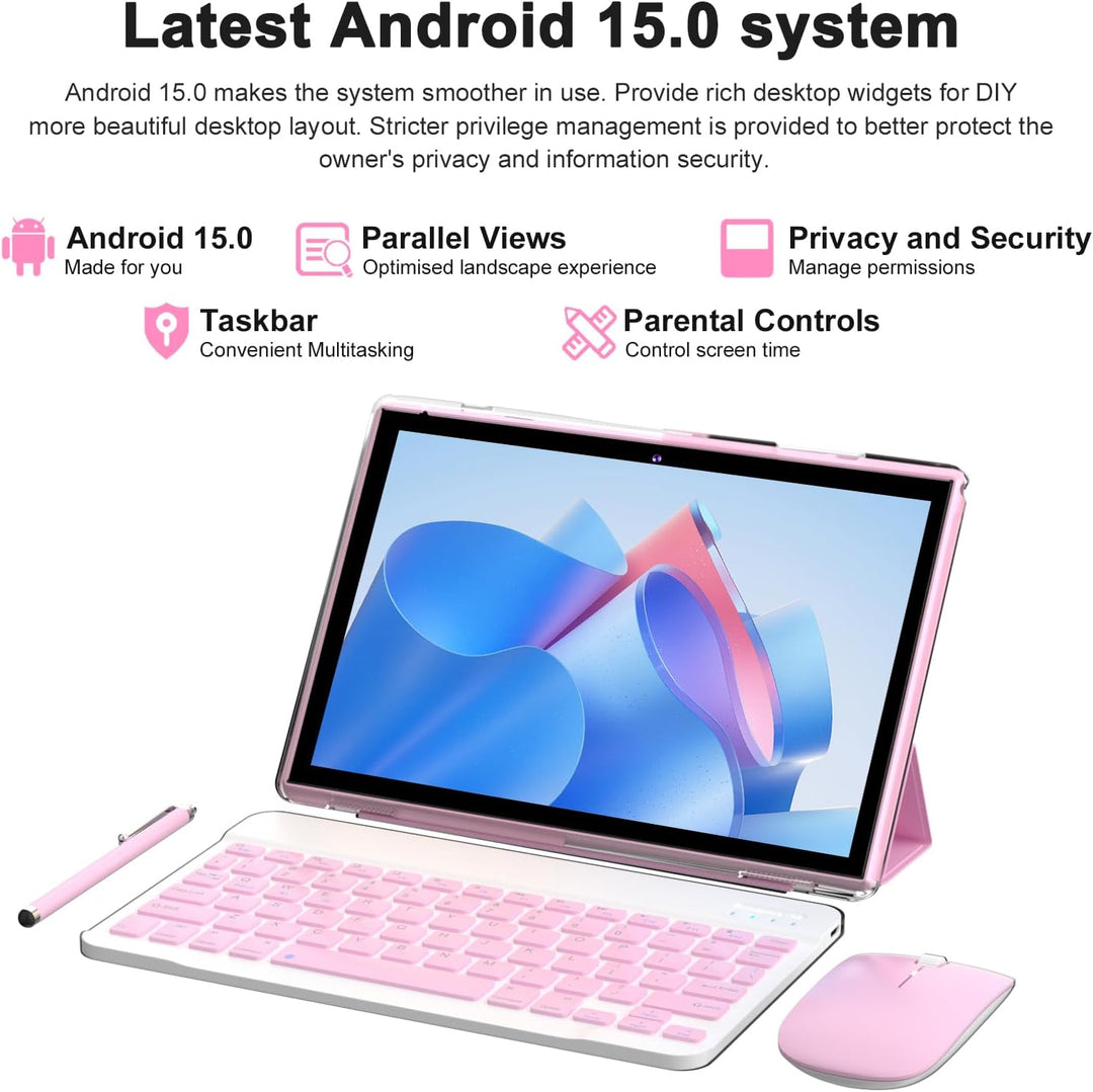 RUIQIAI Tablet Android 15, tableta 2 en 1 de 10 pulgadas con funda...