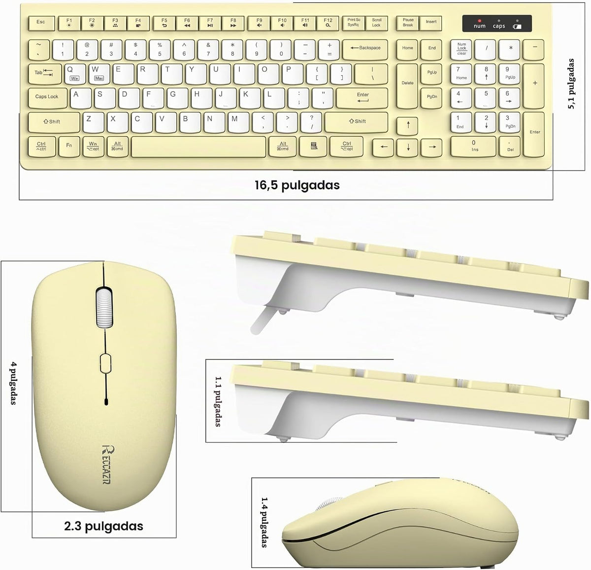 Teclado inalámbrico y mouse combinado silencioso para oficina y hog...