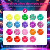 VANREESA Juego de 24 esmaltes de uñas de gel de neón, colores brill...
