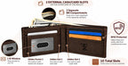 Cartera Bifold de Cuero para Hombres, Bloqueo RFID, Ranura para Tracker (Café Vintage)