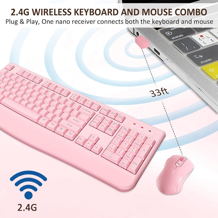 EDJO - Combo de teclado y mouse inalámbricos, teclado ergonómico de...