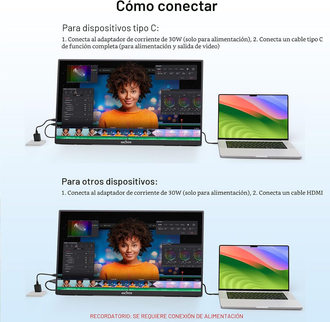 InnoView Monitor portátil grande de 23.8 pulgadas FHD 1080P 144Hz U...