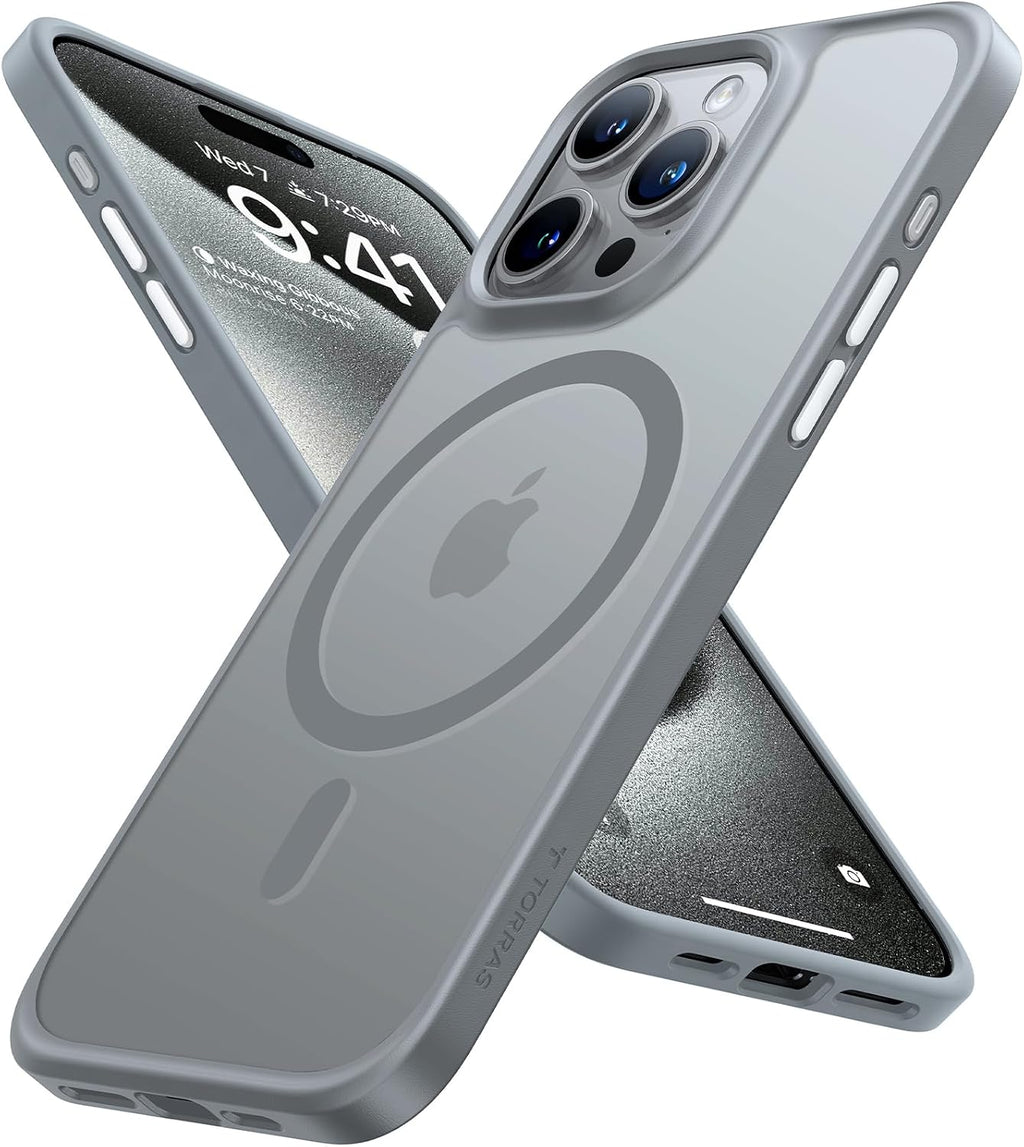 TORRAS Funda magnética a prueba de golpes para iPhone 15 Pro, grado mil