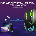 Wireless USB Gaming Mouse, recargables uhuru 5 botones 7 Changeable LED Color ergonómico programable MMO RPG para PC computadora Portátil gaming jugadores