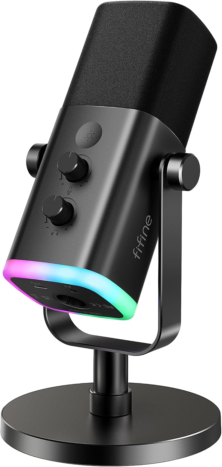 FIFINE - Micrófono dinámico XLR\/USB para podcasts, de transmisión...