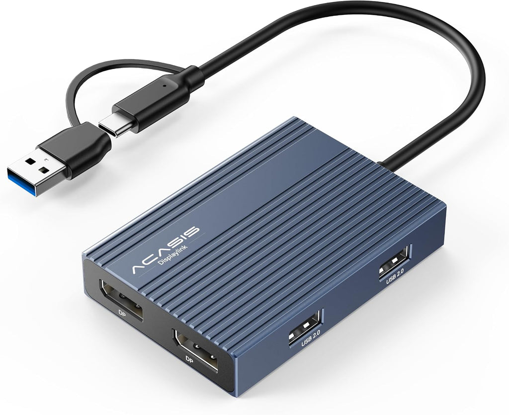 ACASIS Adaptador DisplayLink Dual DP para MacBook Air/Pro M1/M2/M3/M4