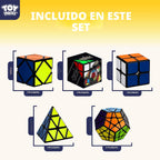 STEAM Life Speed Cube - Juego de 5 cubos mágicos, incluye cubos de velocidad de 3 x 3, cubo de velocidad de 2 x 2, cubo piramidal, cubo de rompecabezas Megaminx para niños y adultos