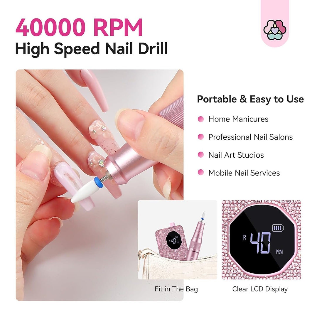 SAVILAND Taladro de uñas profesional 40000 RPM: Kit de taladro de u...