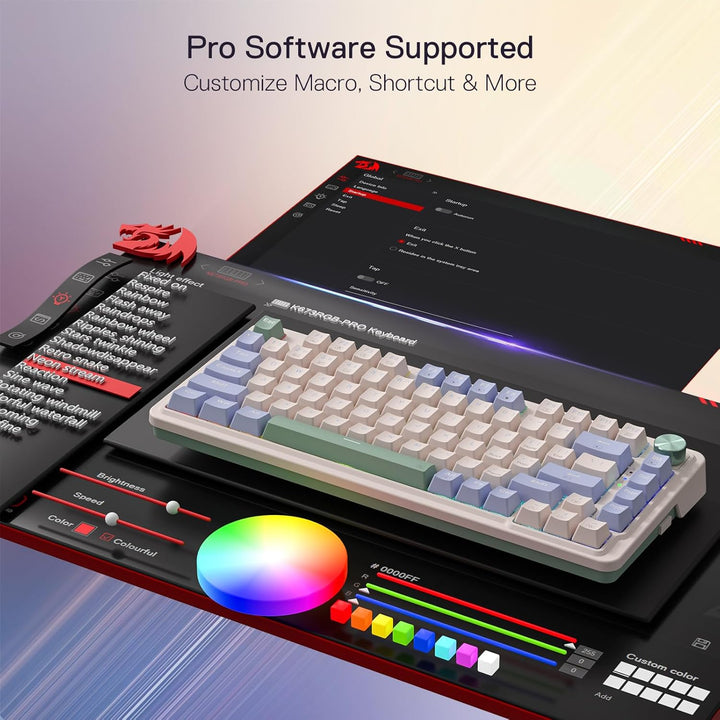 Redragon K673 PRO Teclado Gaming RGB Inalámbrico con Gasket 75%, 3...