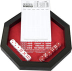 Farkel Juego con bandeja rodante de dados de lujo, canal integrado de recolección de dados, 2 juegos de dados, marcador de 40 hojas, juego familiar clásico