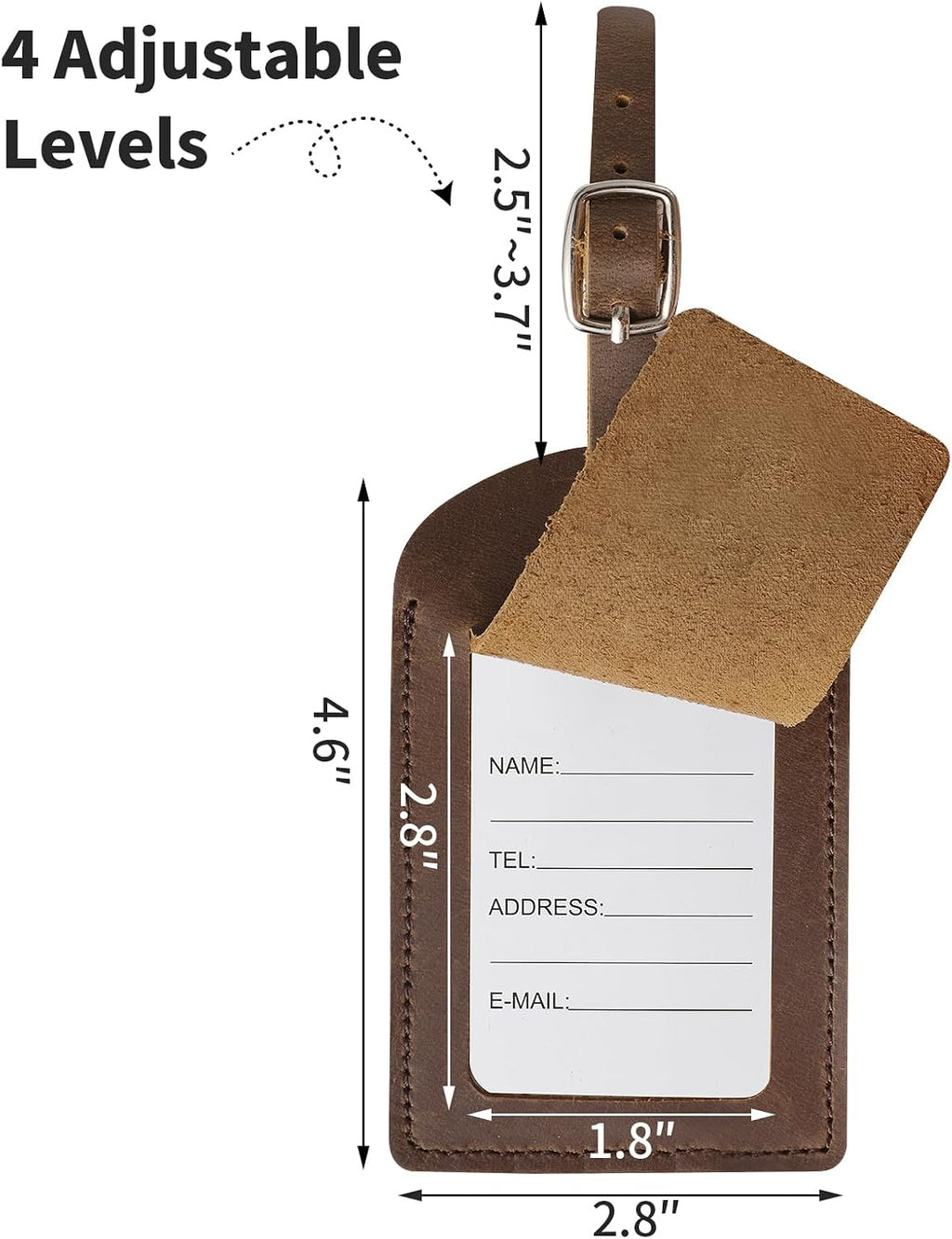 Etiqueta de equipaje de cuero genuino Ringsun para maletas, etiquetas de identificación, etiquetas de bolsa para equipaje (paquete de 6)