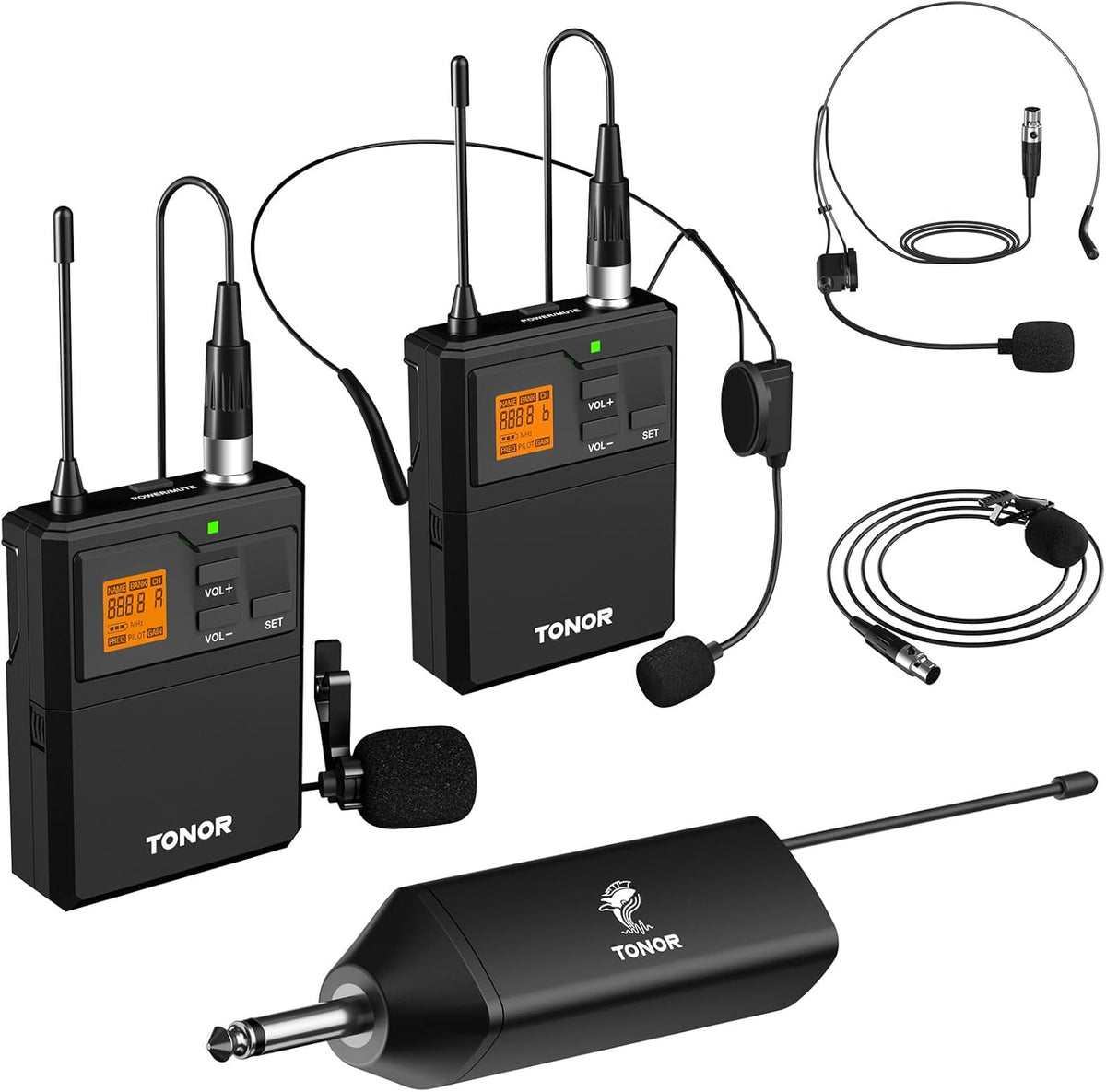TONOR Sistema de micrófono inalámbrico UHF con micrófonos