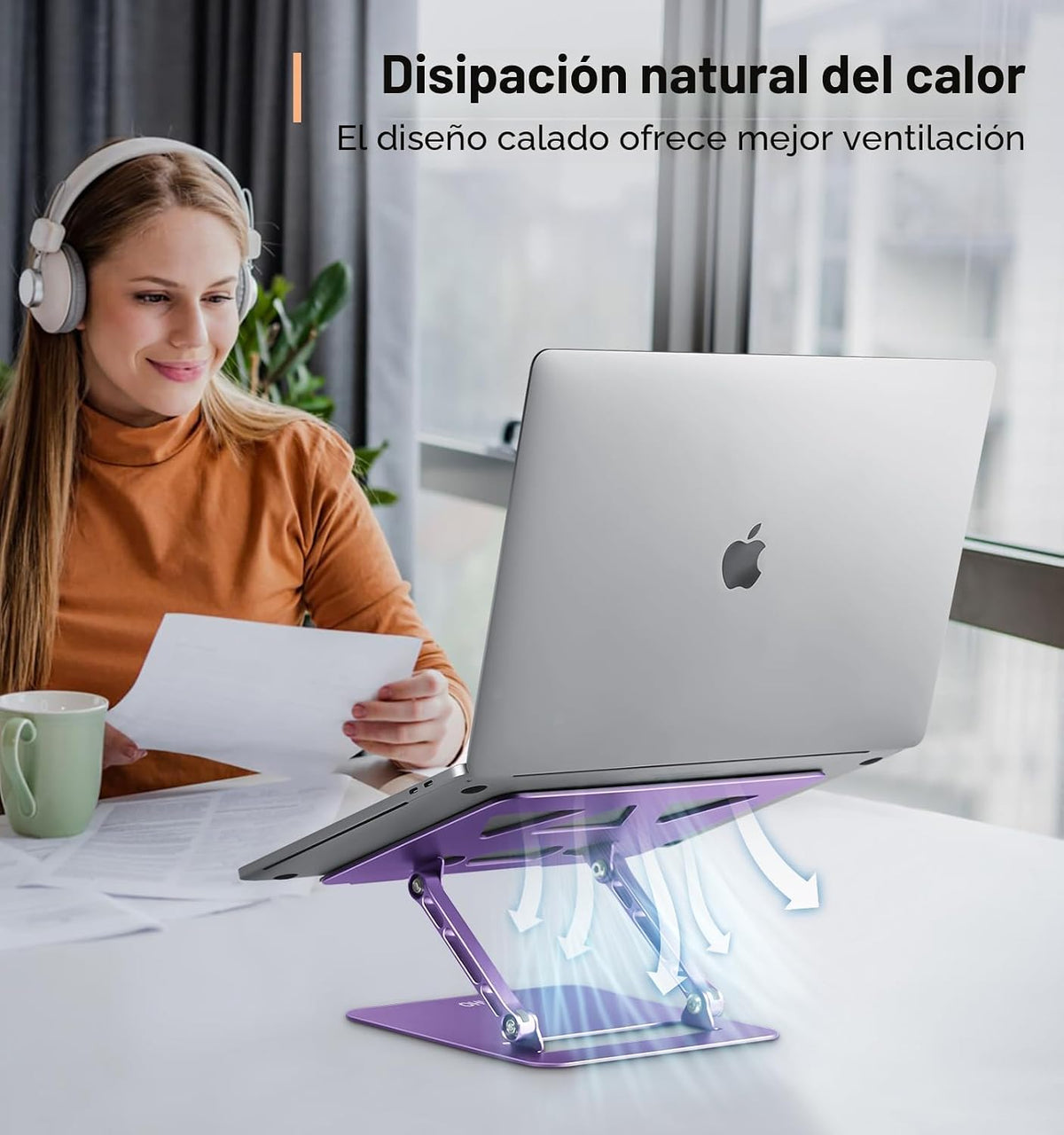 Aoviho Soporte ajustable para laptop de escritorio, soporte portáti...