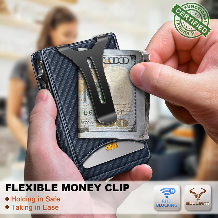 Cartera Bulliant para hombre, cartera con clip de dinero delgada pa...