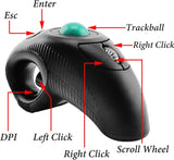 EIGIIS Ratón USB de mano ergonómico Trackball 2.4G Ratones DPI de v...