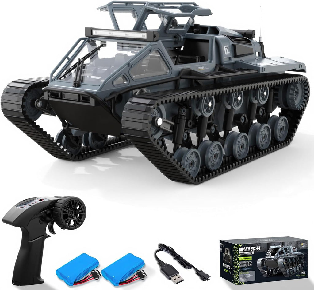 1:16 RC Tanque Control Remoto Tanque Todoterreno RC Camión 4WD RC Escalador Rotación 360° Coche Derrapante con 2 Baterías