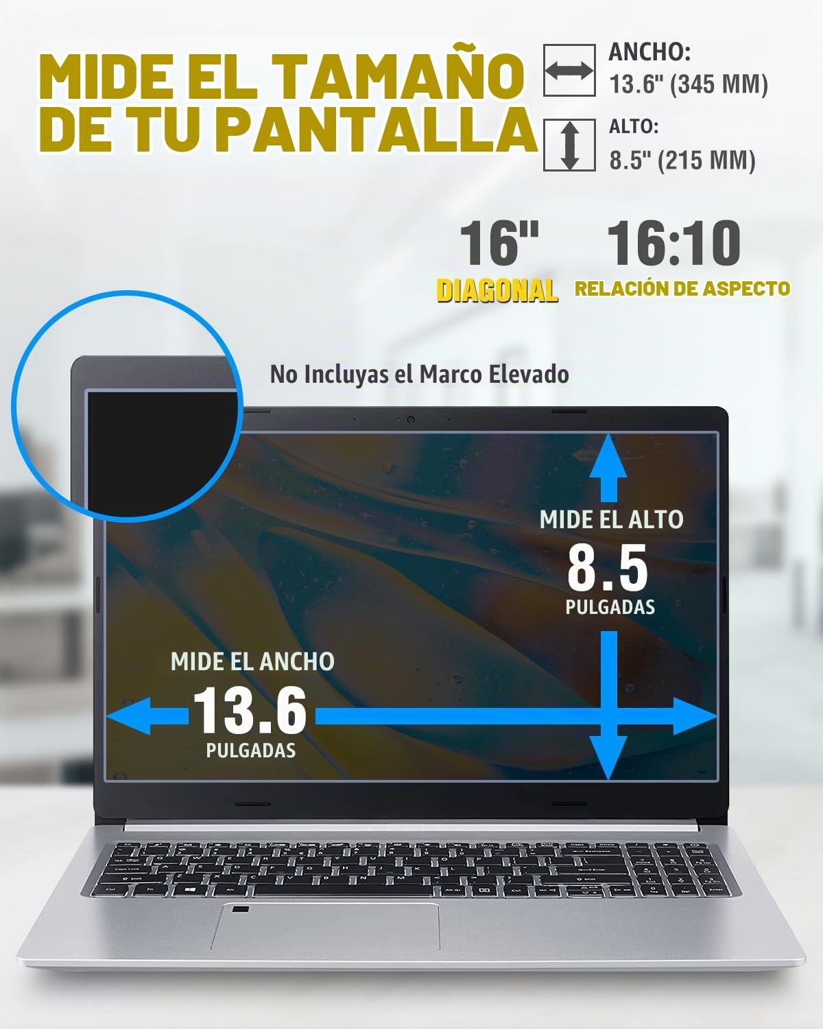 F FORITO Pantalla magnética de privacidad para laptop de 16 pulgada...