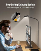 Lámpara SUPERDANNY Lámpara LED de escritorio para el hogar y la oficina, luz para el cuidado de los ojos con base, lámpara de 12W con control táctil, 3 colores, brillo regulable, lámpara de cuello de cisne