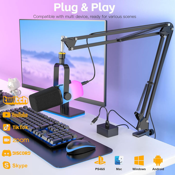 ZealSound Micrófono USB para Gaming, Micrófono de PC para Teléfono,...