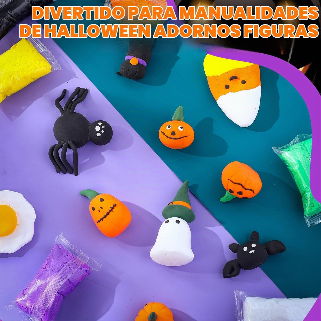 WinnerWhy 72 piezas 1130g de arcilla de secado al aire para modelar, arcilla mágica ultra ligera para niños, para DIY, para esculpir, regalo escolar de secado al aire (color de Halloween)
