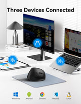 TECKNET Ratón ergonómico, mouse vertical inalámbrico Bluetooth (BT5...