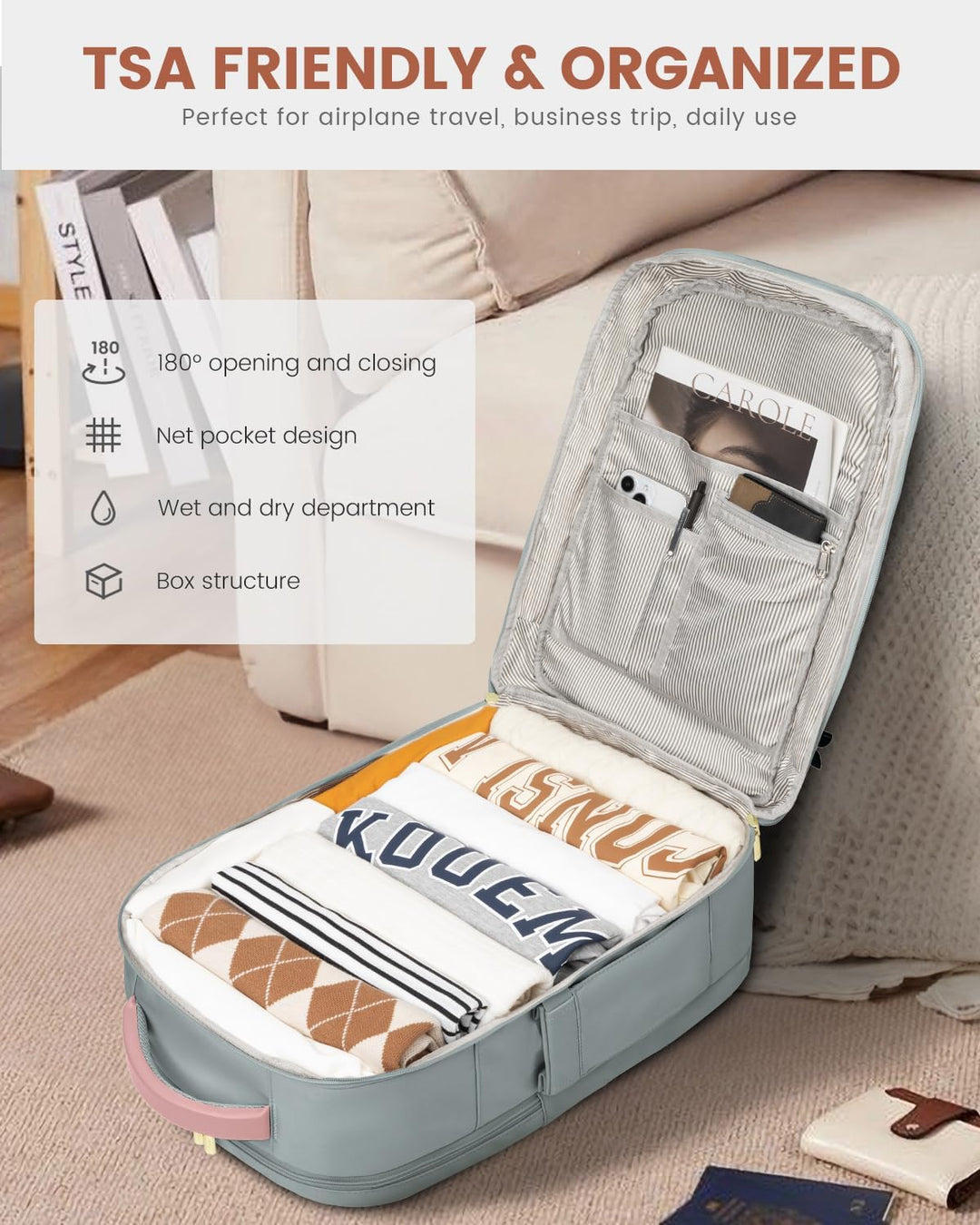 LOVEVOOK Mochila de viaje de 50 L para mujer, aprobada para vuelo,...