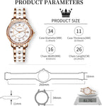 OLEVS Relojes de cerámica de lujo para mujer, reloj de oro rosa con diamantes brillantes para mujer, resistente al agua, analógico, de cuarzo, relojes para mujer