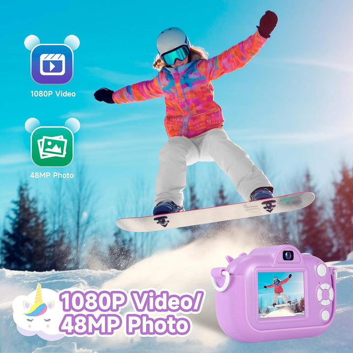 MAVOKIS Cámara digital para niños de 3 a 8 años, cámara 1080P para...