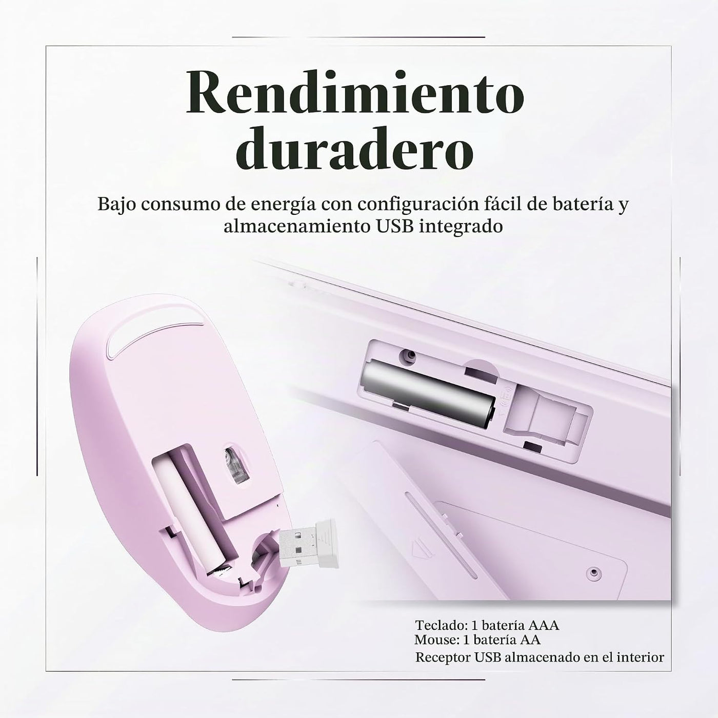 UBOTIE Combo de teclado y mouse inalámbricos, 110 teclas redondas r...