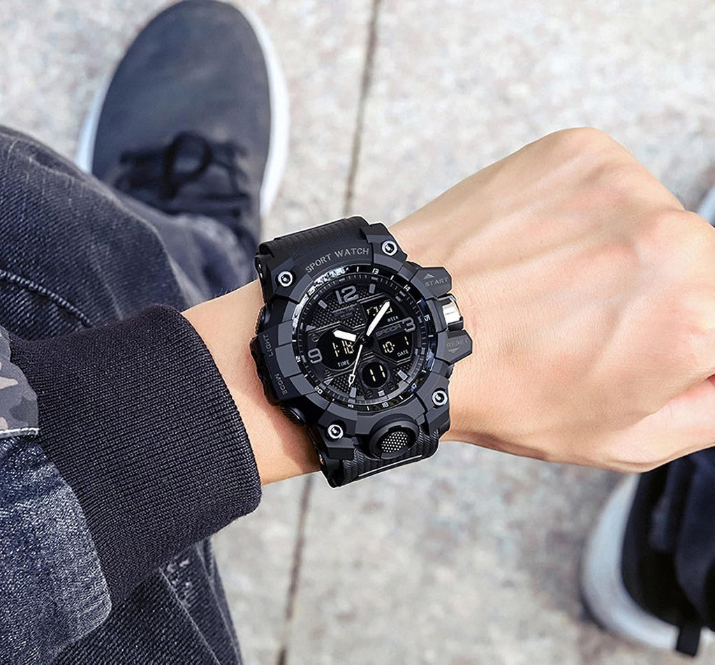 Relojes para Hombres, Reloj Deportivo para Hombre a Prueba de Agua, Reloj de Pulsera Táctico Militar Analógico Digital