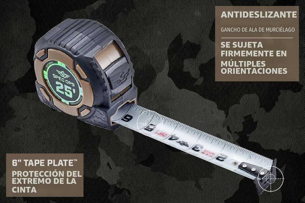 Spec Ops Elite - Cinta métrica resistente, hoja de 1.25 pulgadas, 25 pies