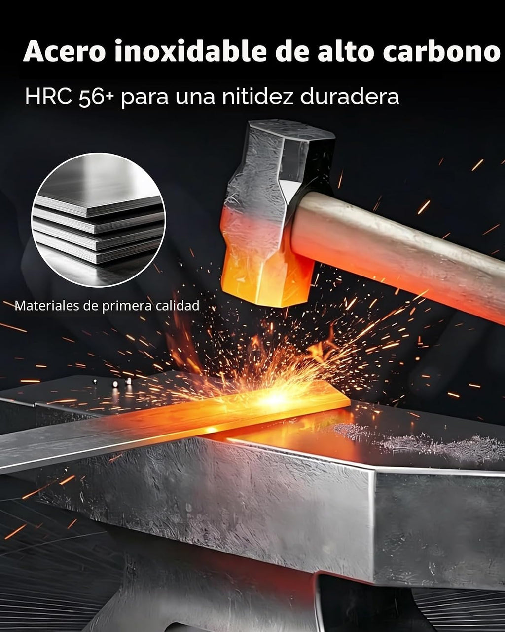 PAUDIN - Juego de cuchillos de chef, 7 piezas de juego de cuchillos de cocina, acero inoxidable de alto carbono, juego de cuchillos ultra afilados, juego de cuchillos profesionales para cocina con