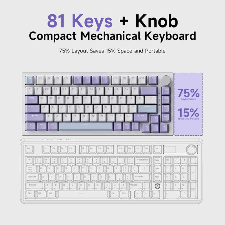 Ajazz AK820 75% Teclado mecánico para juegos con junta de cableado...