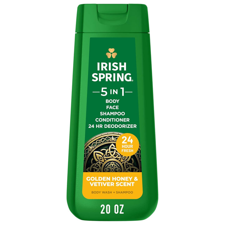 Irish Spring Gel de baño hidratante 5 en 1 para hombres, champú, ac...