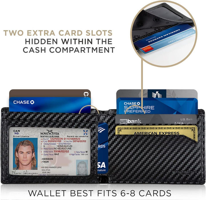 SERMAN BRANDS Mens Slim Bifold Wallet RFID Blocking Minimalist Fron...