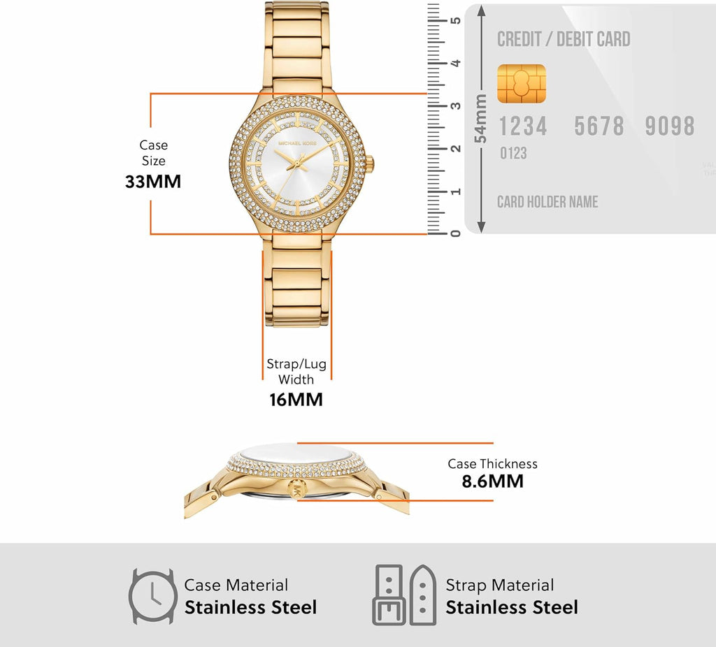 Michael Kors Sylvia Reloj para Mujer, Pulsera de Acero Inoxidable para Mujer