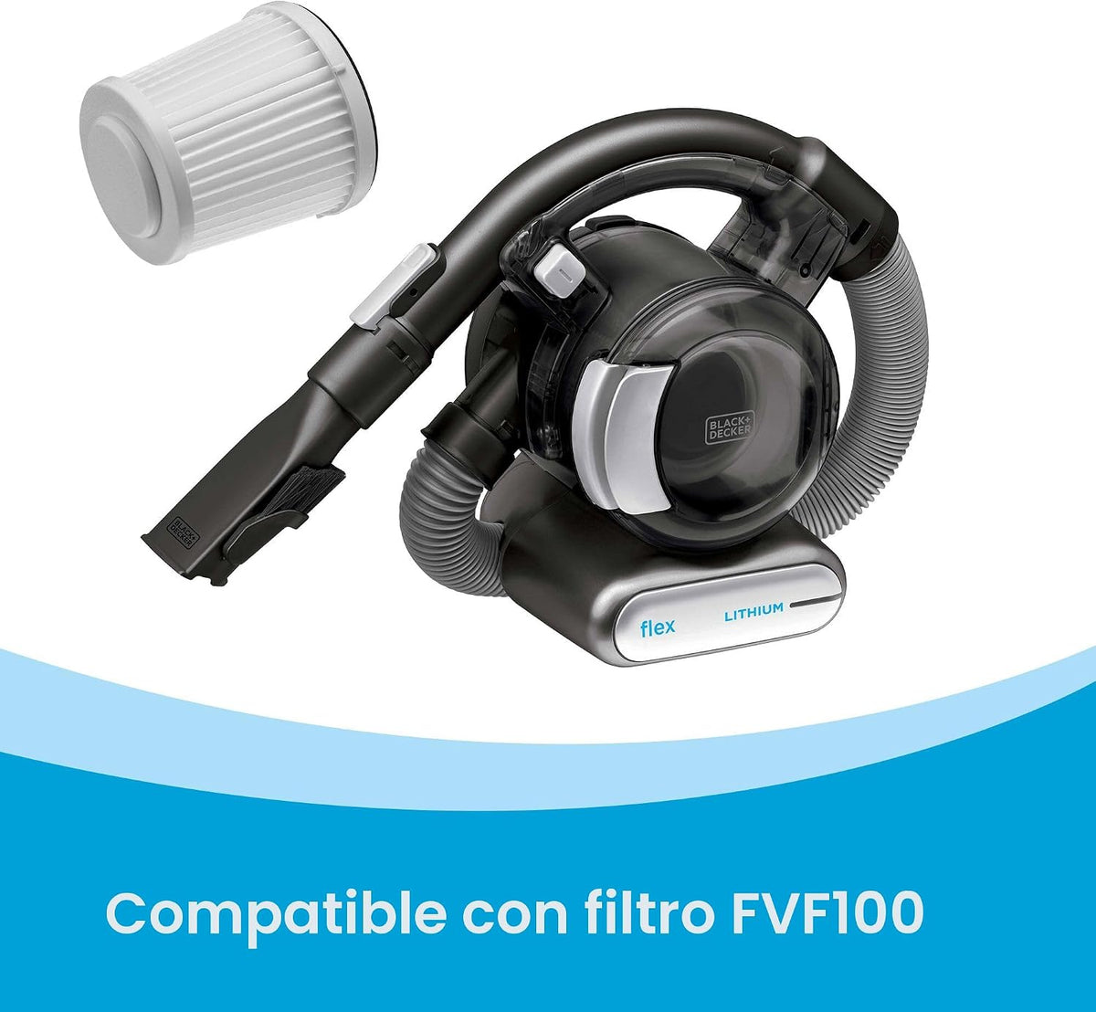 Black+Decker BDH2020FL - Aspiradora flexible de litio, 20 V max, con cepillo para pelo de mascotas, inalámbrica