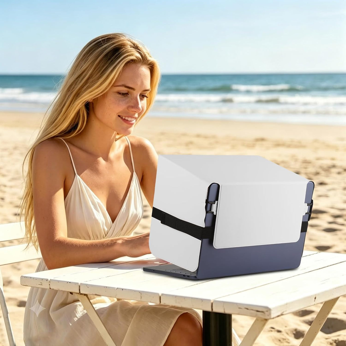 HoYiXi Parasol plegable para laptop y escudo de privacidad, se adap...