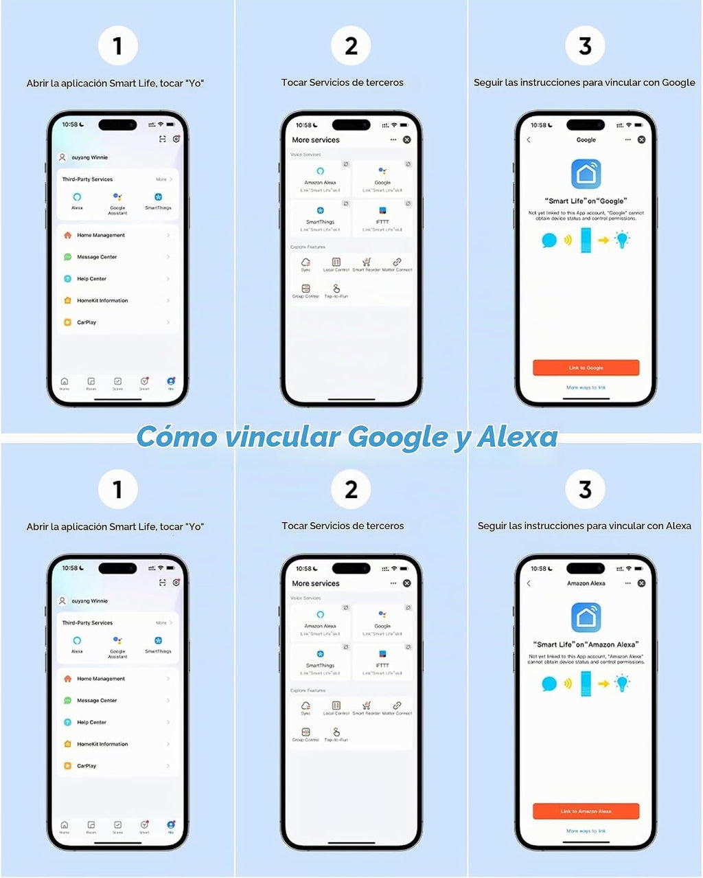 Lámpara Regleta de alimentación de enchufe inteligente de 2 clavijas, adaptador de