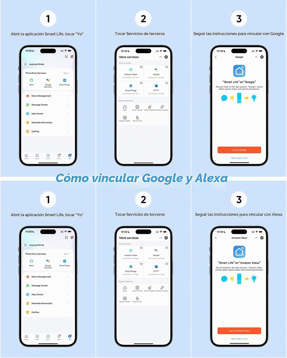 Lámpara Regleta de alimentación de enchufe inteligente de 2 clavijas, adaptador de