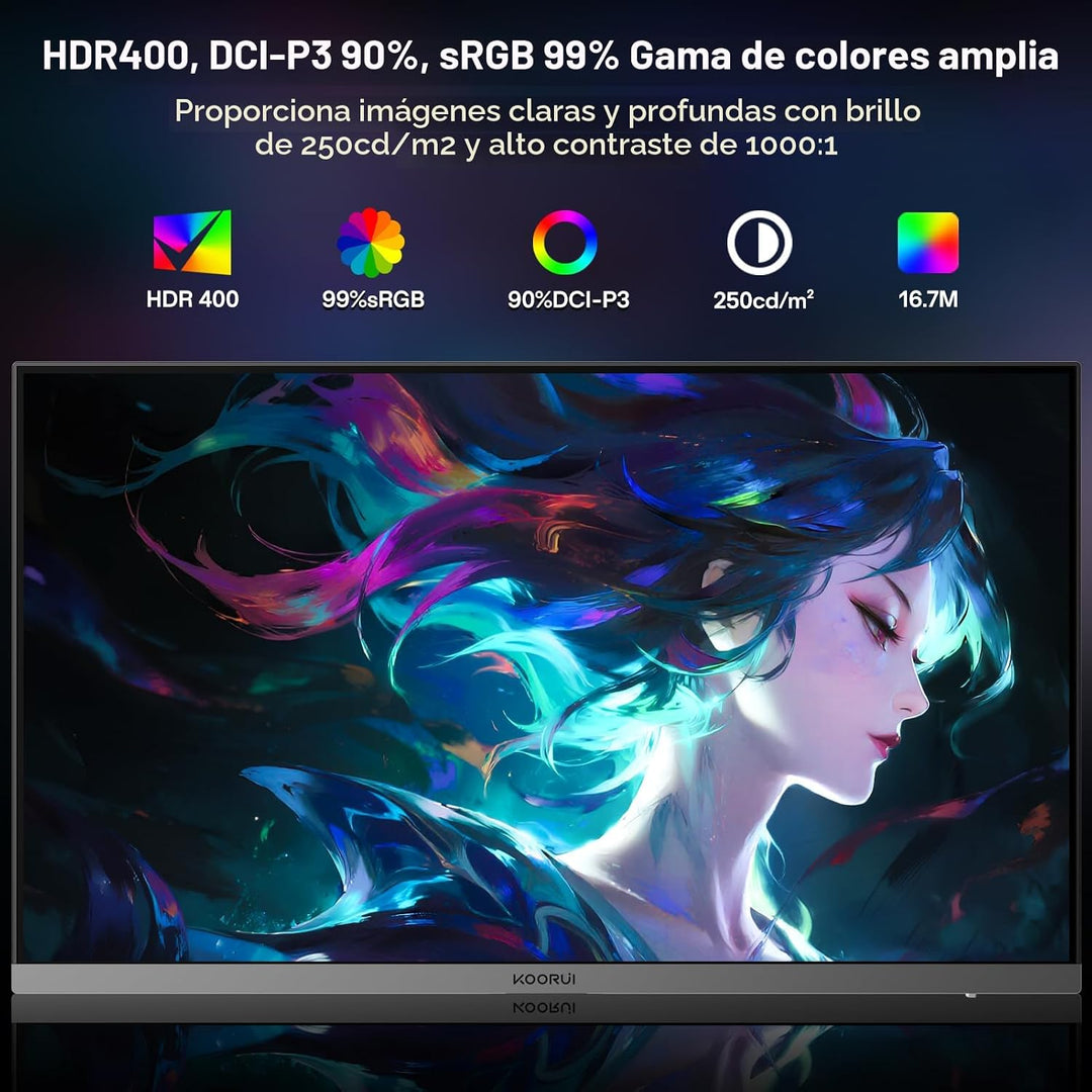 KOORUI Monitor para juegos de 24.5 pulgadas FHD 240Hz HDR 400 1ms G...