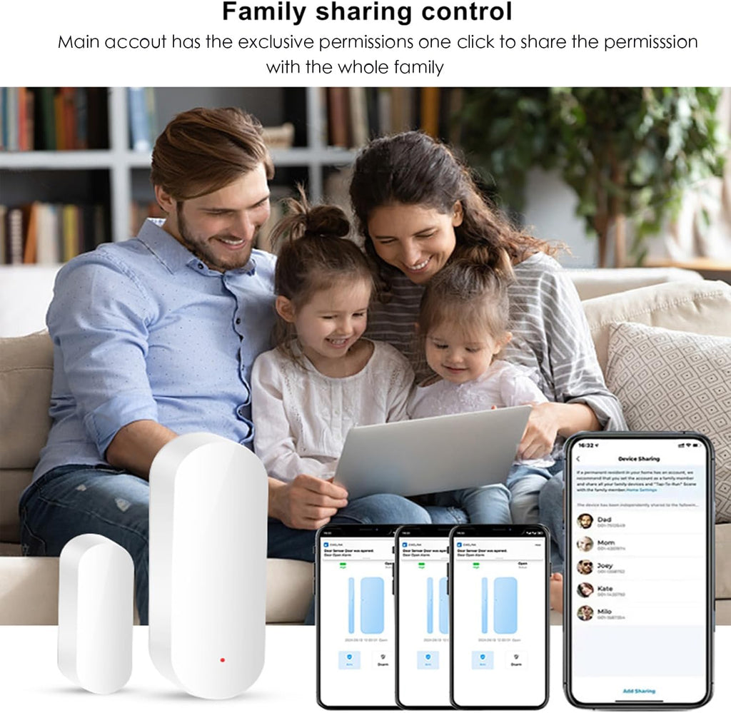 Sensor de puerta inteligente WiFi: sensor de contacto abierto de puerta para seguridad del hogar, sensor de ventana inalámbrico, asegura tu hogar con alertas instantáneas y automatización inteligente