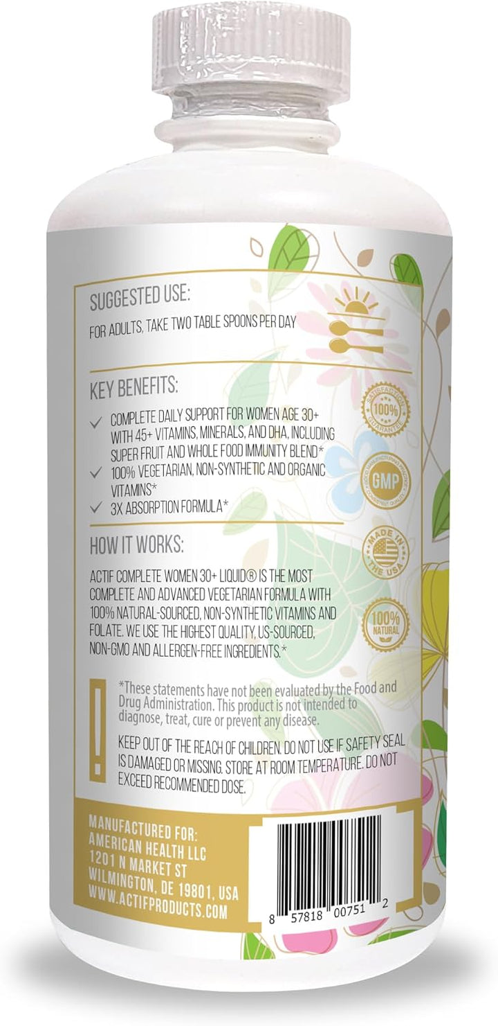ACTIF Multivitamínico diario líquido para mujeres mayores de 30 año...