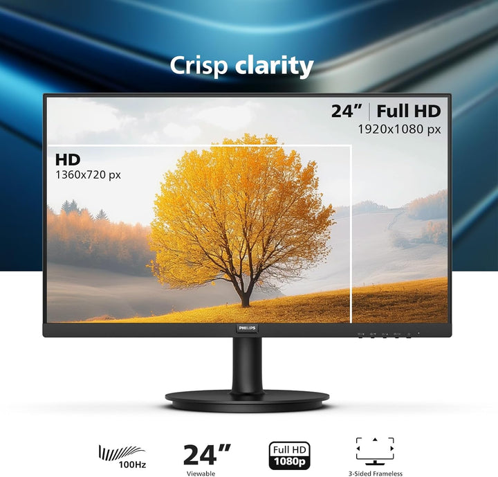 Philips Monitor de computadora FHD de 24 pulgadas 100Hz VA VESA sin...