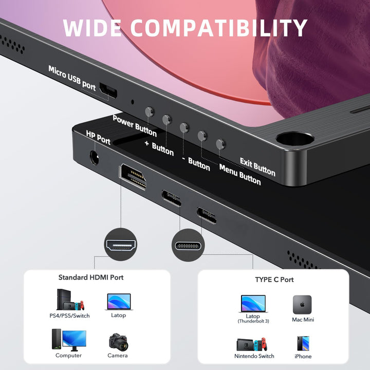 UPERFECT Monitor portátil, 15.6 pulgadas IPS HDR 1920 x 1080 FHD pa...